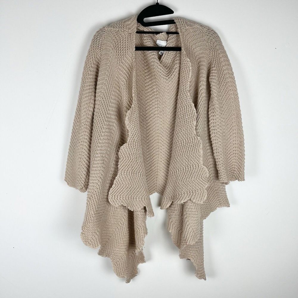 Odylyne Los Angeles Nude Cardigan Scallop Hem Boho‎ Sz XS​​​​